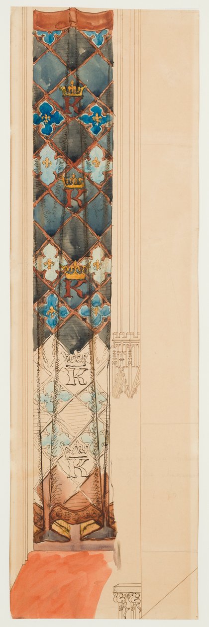 Kartonskizze für die Polychromie der Marienkirche - Fries mit geometrischem Muster - Jan Matejko
