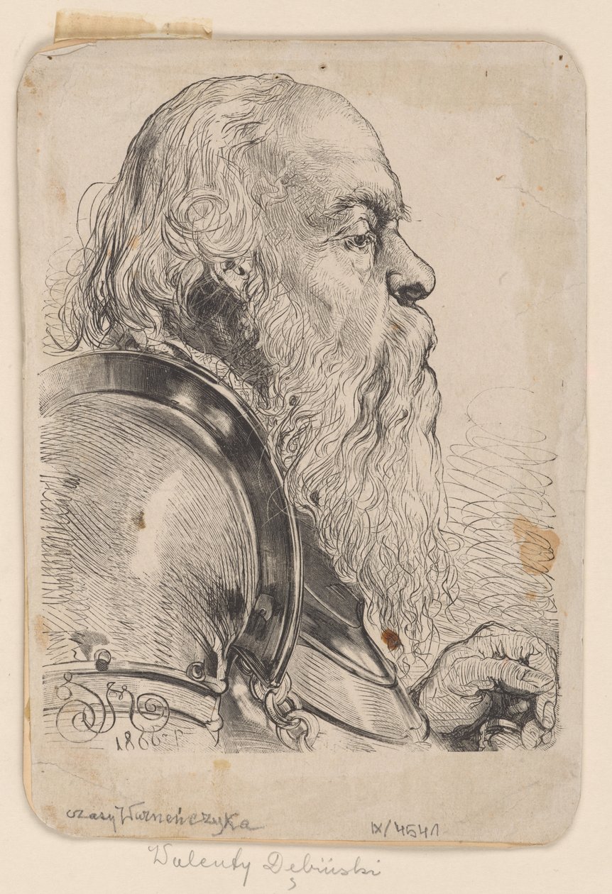 Buste de Walenty Dębiński – gravure sur bois réalisée d
