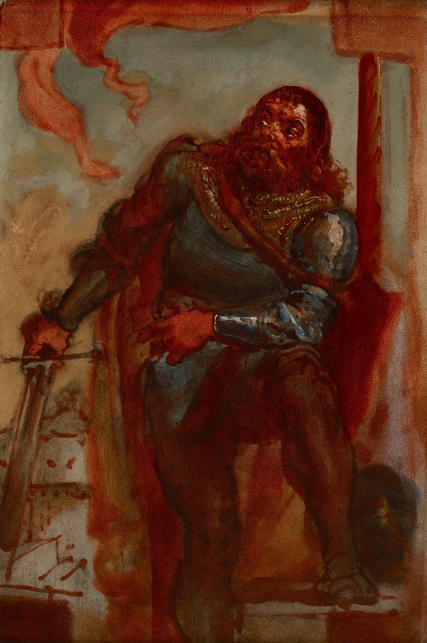 Esquisse pour le tableau « Wacław Wilczek lors de la défense du monastère bénédictin de Trzebice en Moravie en 1468 contre Matthias Corvinus » - Jan Matejko