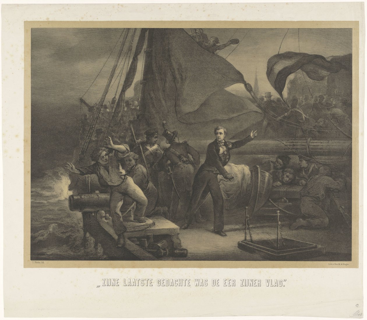 Jan van Speijk sur le point de jeter la mèche dans la cale, 1831 - Jan Mesker