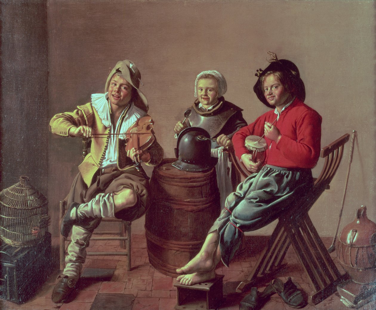 Deux garçons et une fille faisant de la musique - Jan Miense (attr. to) Molenaer