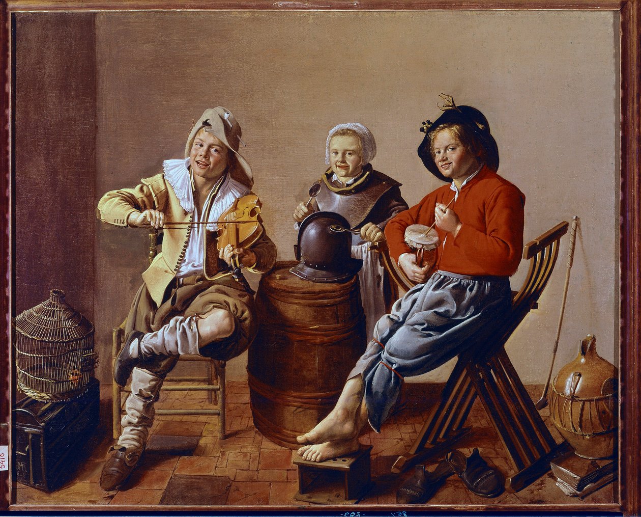 Deux garçons et une fille faisant de la musique - Jan Miense Molenaer
