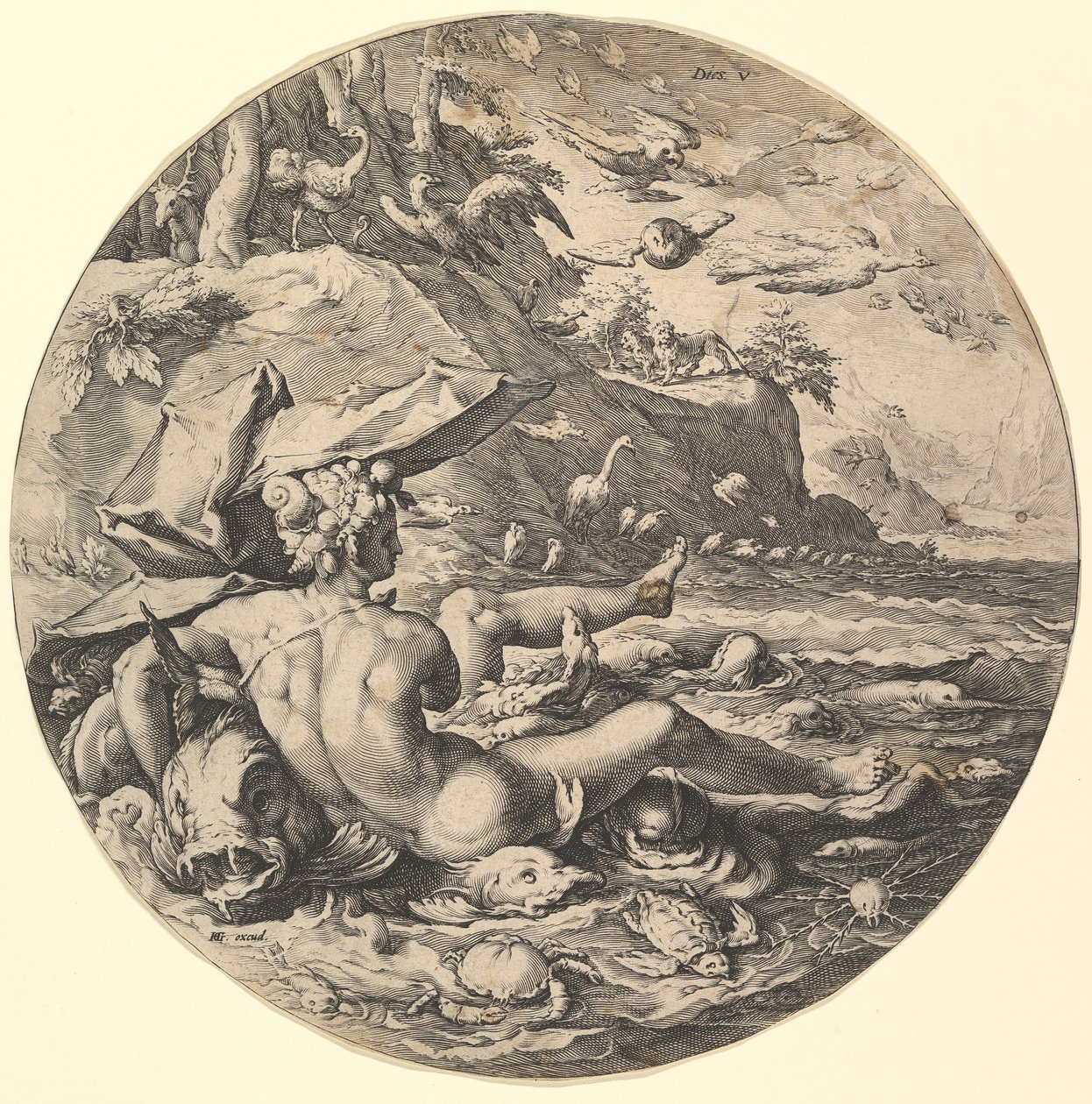 Le Cinquième Jour Dies V, de la série La Création du Monde, vers 1597 - Jan Muller