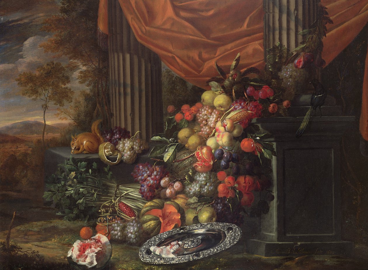 Nature morte de fruits dans un cadre paysager - Jan Pauwel the elder Gillemans