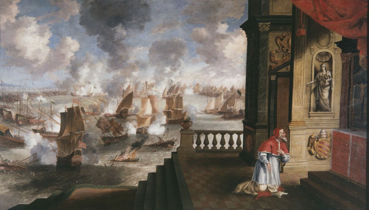 Néerlandais : de slag van Lepanto in 1571 La bataille de Lépante en 1571 - Jan Peeters the Elder