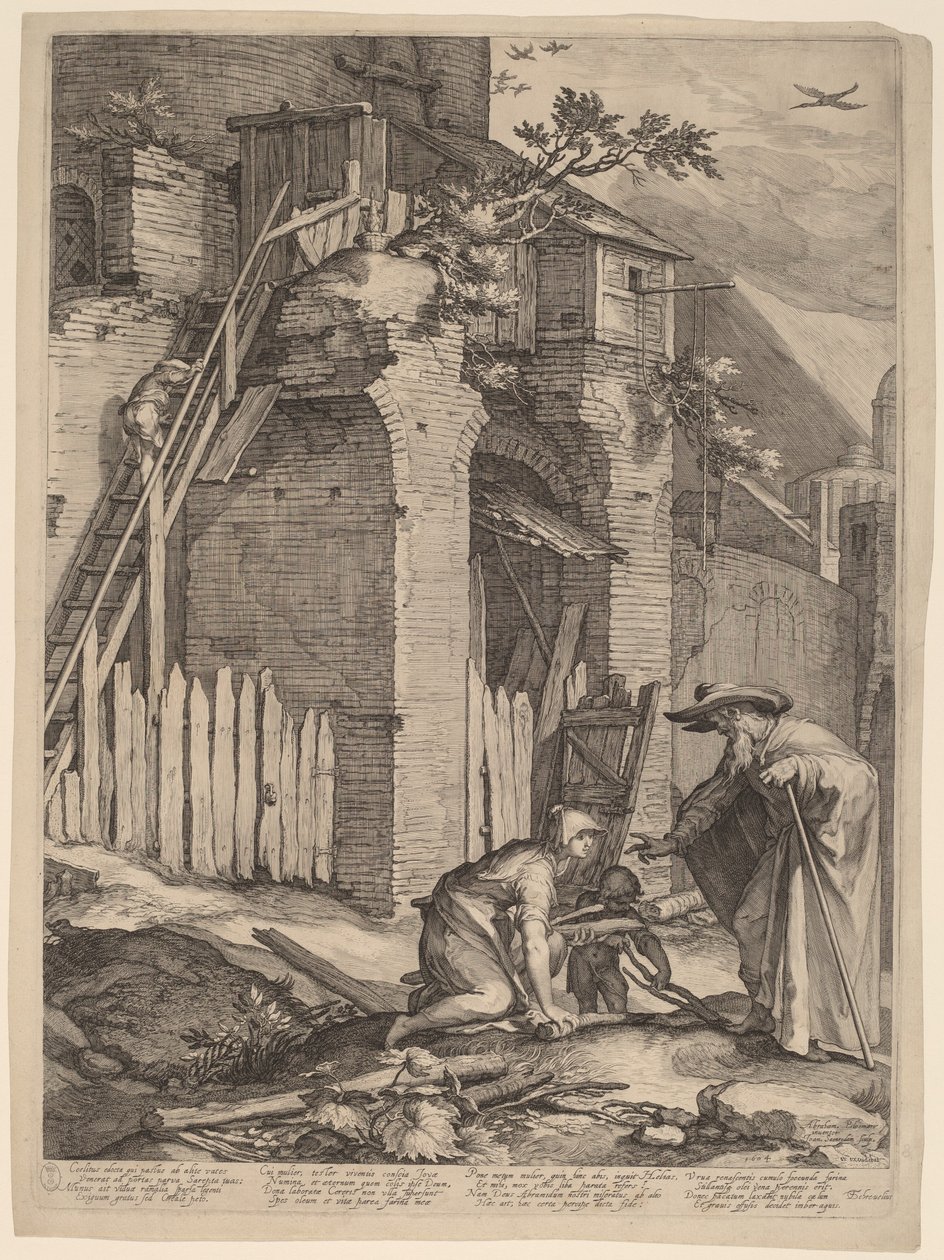 Le prophète Élie avec la veuve de Zarephath - Jan Pietersz Saenredam, after Abraham Bloemaert