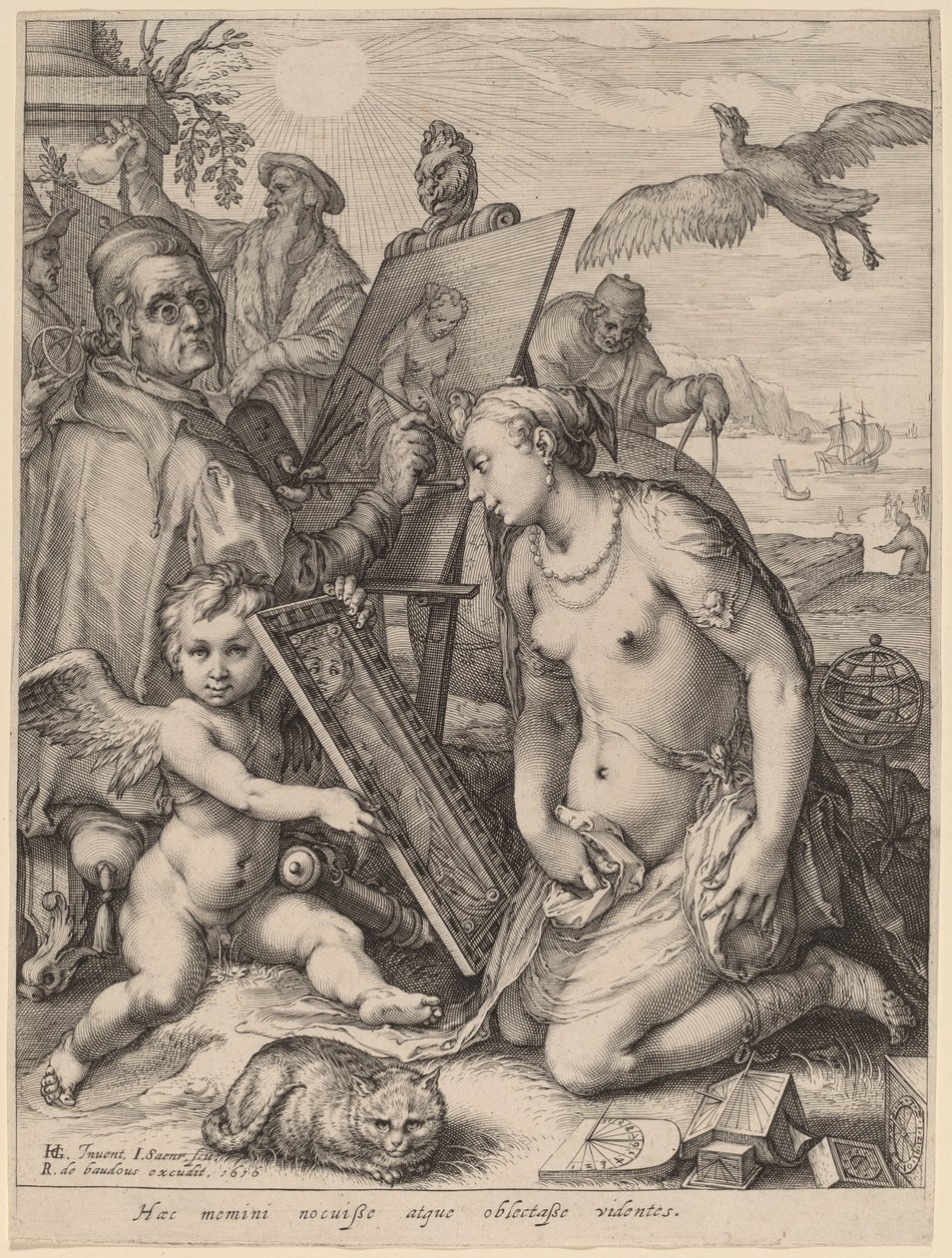 Artiste peignant une femme nue : Allégorie de la perception visuelle - Jan Pietersz Saenredam after Hendrik Goltzius