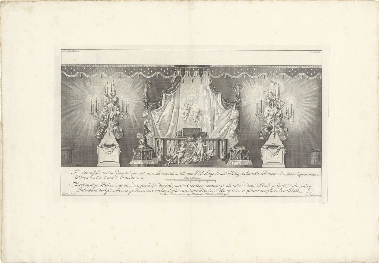 Arrière de la salle avec le lit de parade du prince Guillaume IV, 1751 - Jan Punt