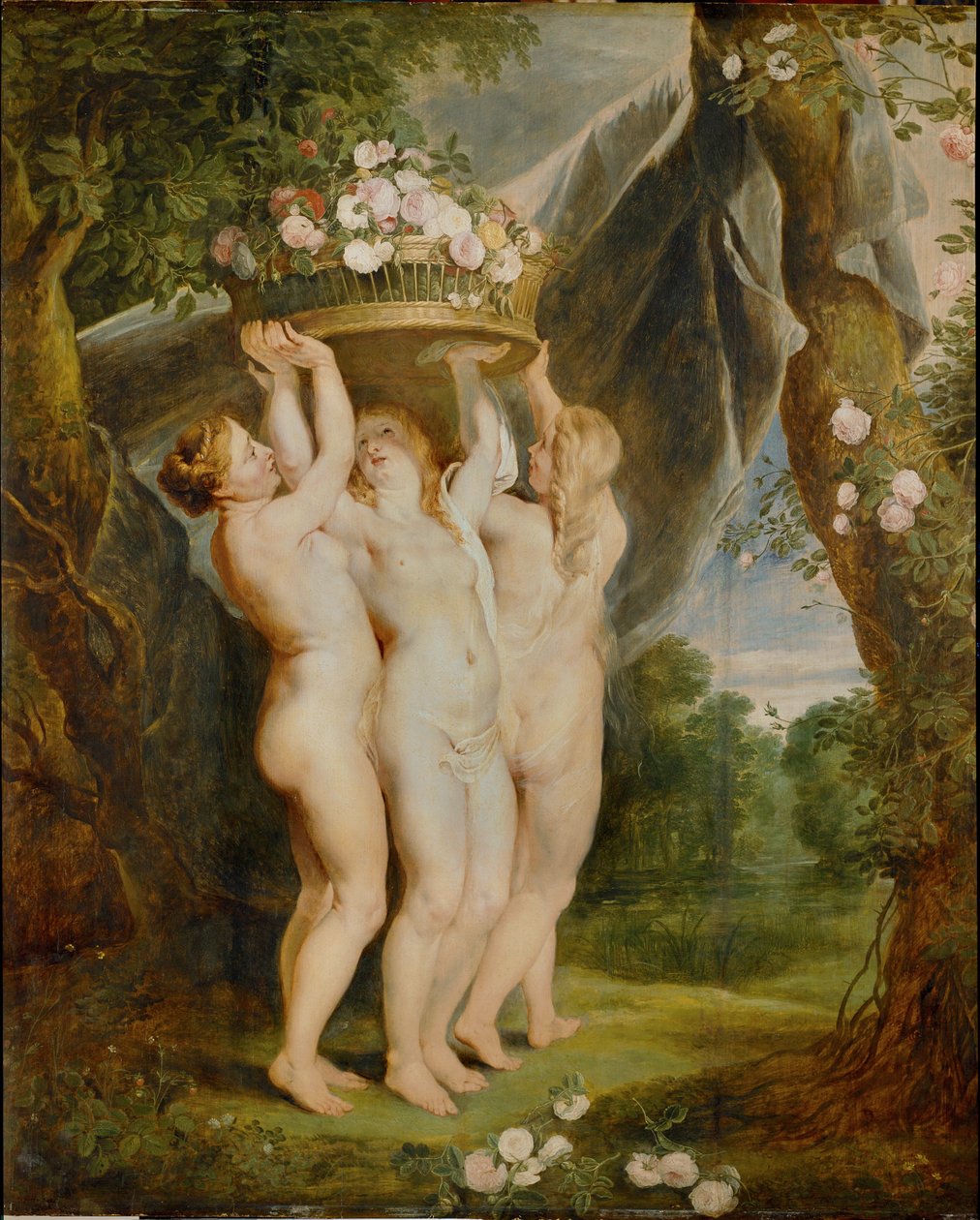 Les Trois Grâces (huile sur toile) - Jan & Rubens P.P. (1577-1640) Brueghel