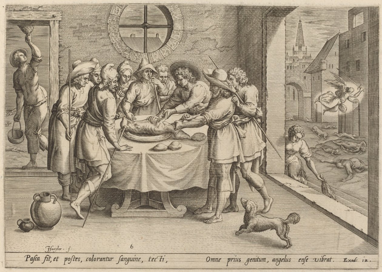 Préparation pour la Pâque - Jan Sadeler I, after Maarten van Cleef