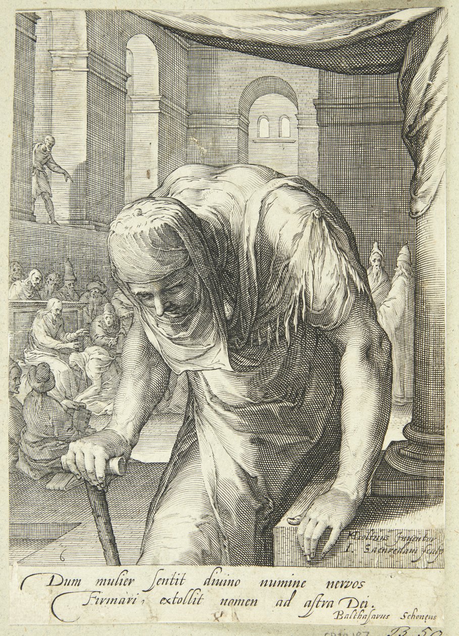 La vieille femme estropiée, guérie par Jésus - Jan Saenredam