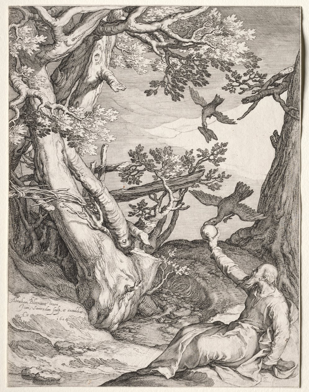 Élie dans le désert nourri par des corbeaux - Jan Saenredam