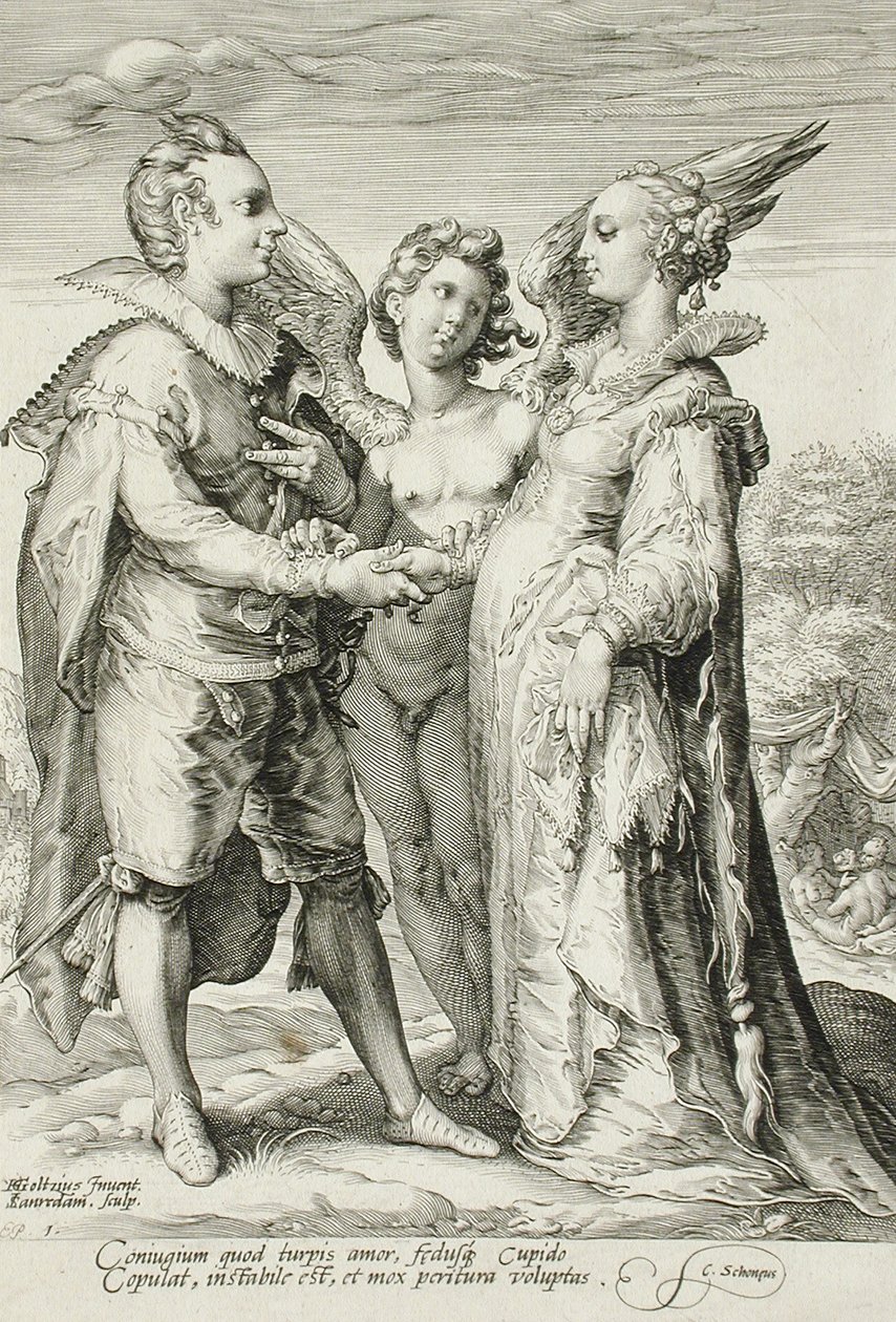 Mariage pour le Plaisir, Planche 1 de La Trilogie du Mariage, vers 1594 - Jan Saenredam