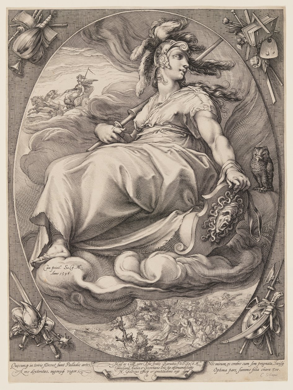 Pallas Athéna, tirée de Trois déesses assises dans les nuages - Jan Saenredam