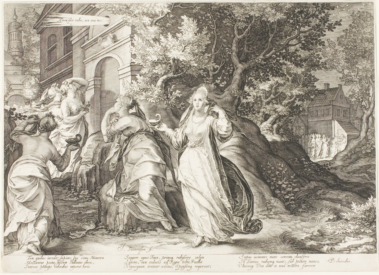 Planche cinq, des Cinq Vierges sages et des Cinq Vierges folles - Jan Saenredam