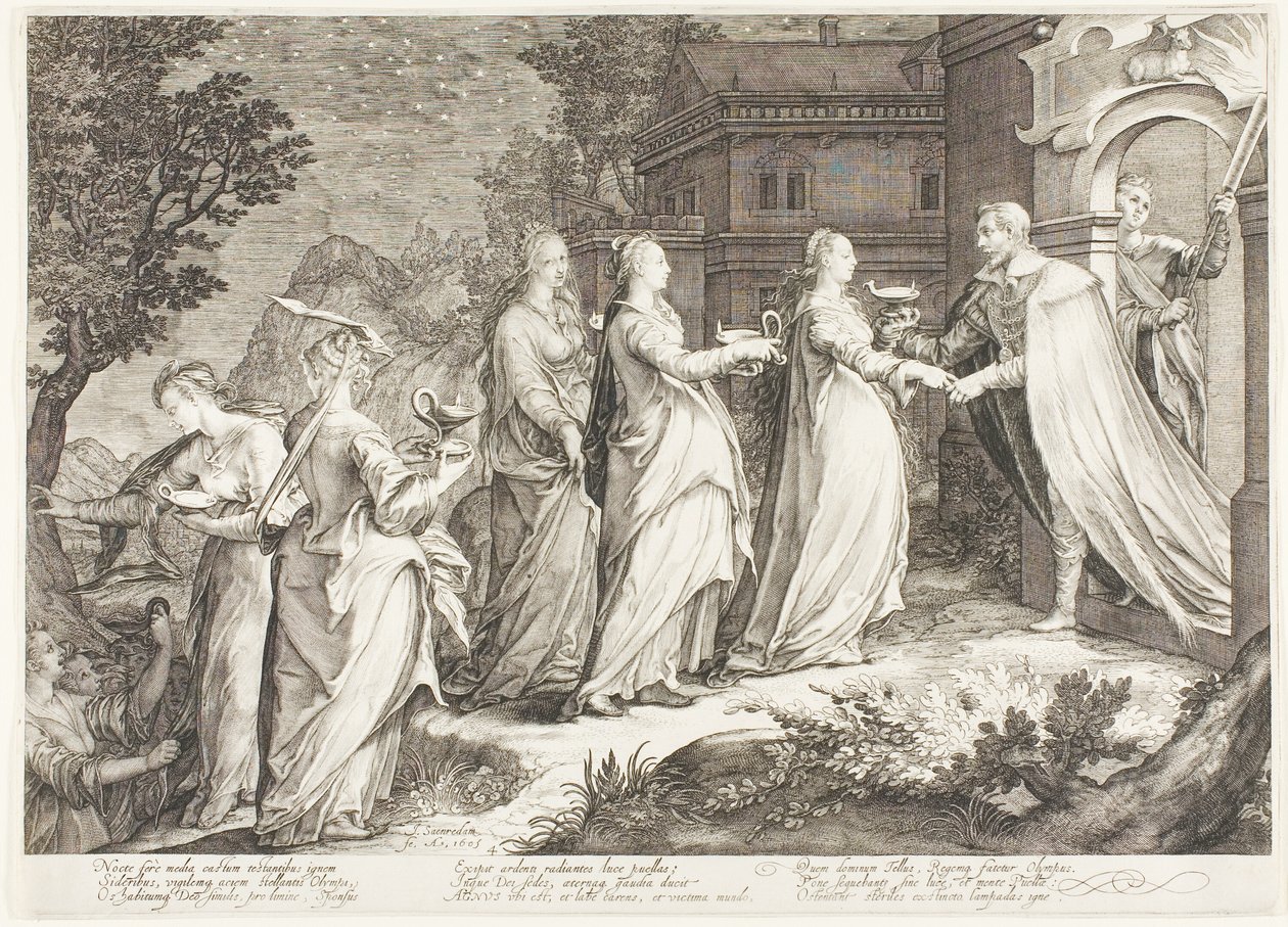 Plaque Quatre, des Cinq Vierges Sages et Cinq Vierges Folles - Jan Saenredam
