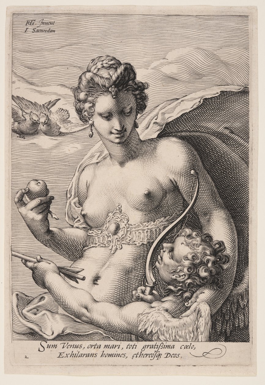 Vénus et Cupidon, extrait de Trois Déesses - Jan Saenredam