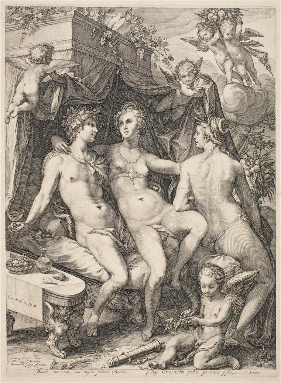 Vénus sur un canapé entre Bacchus et Cérès - Jan Saenredam