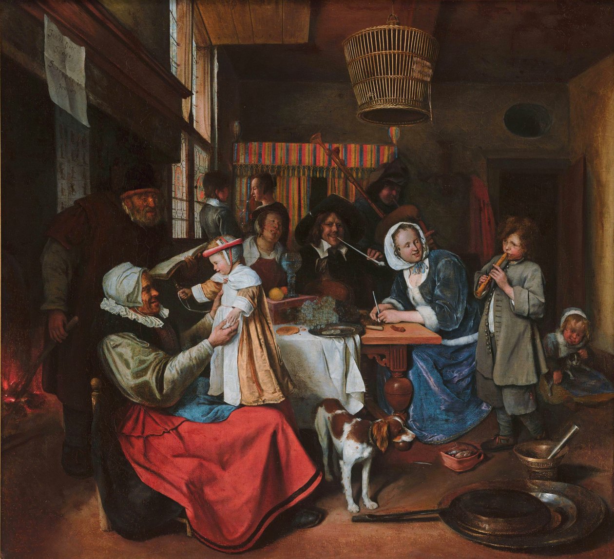 Tel chantent les vieux, tels pépient les jeunes - Jan Steen