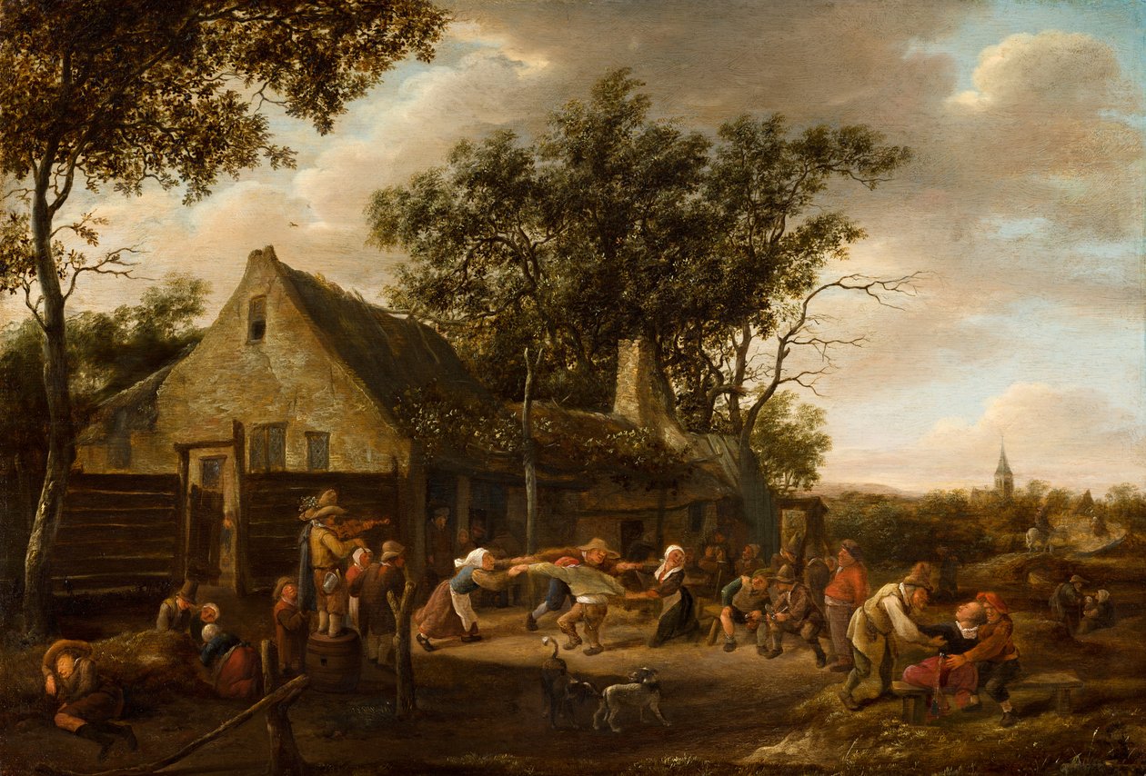 Des paysans qui dansent devant une auberge - Jan Steen