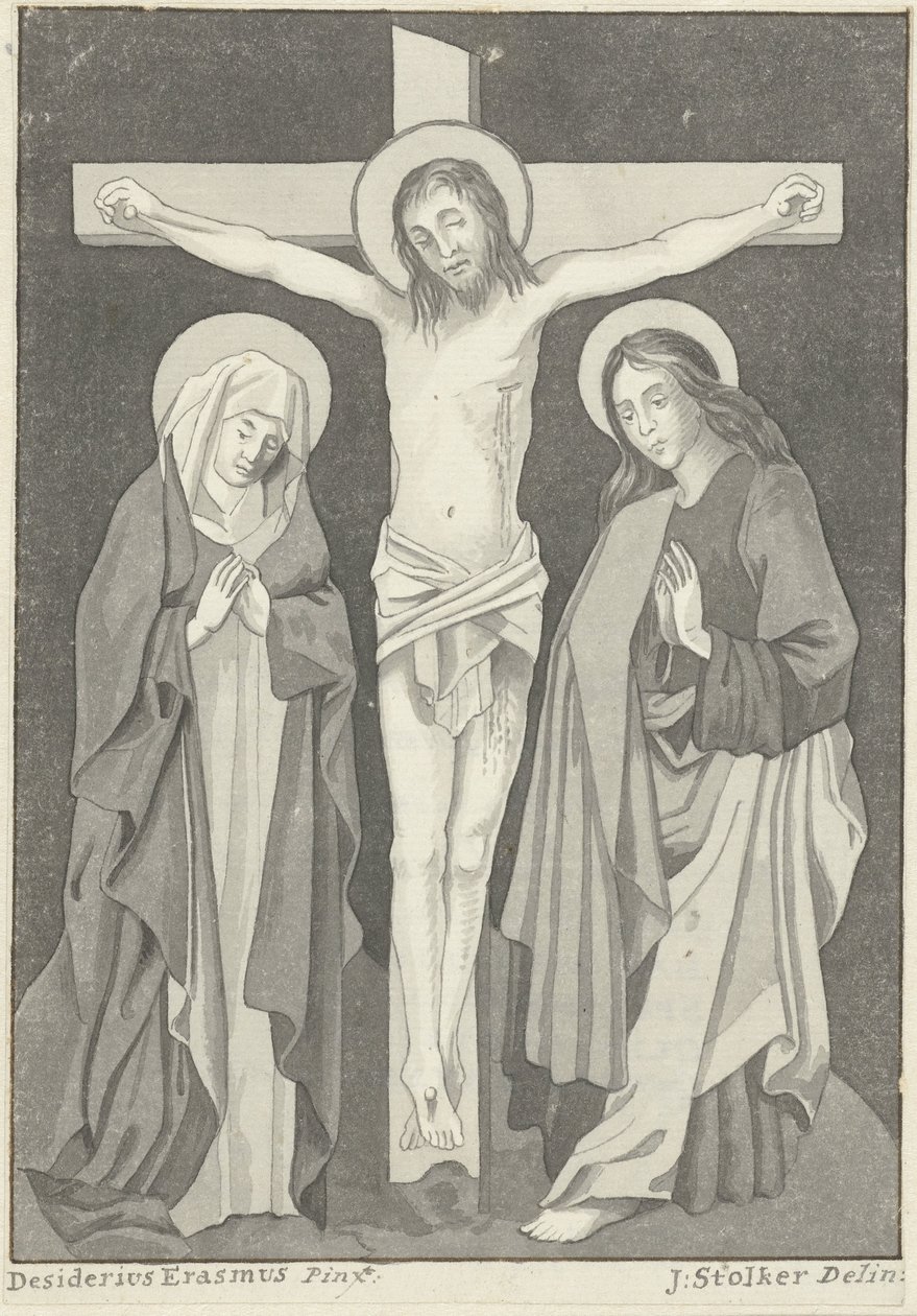 Christ en croix avec Marie et Jean - Jan Stolker (signed by artist)