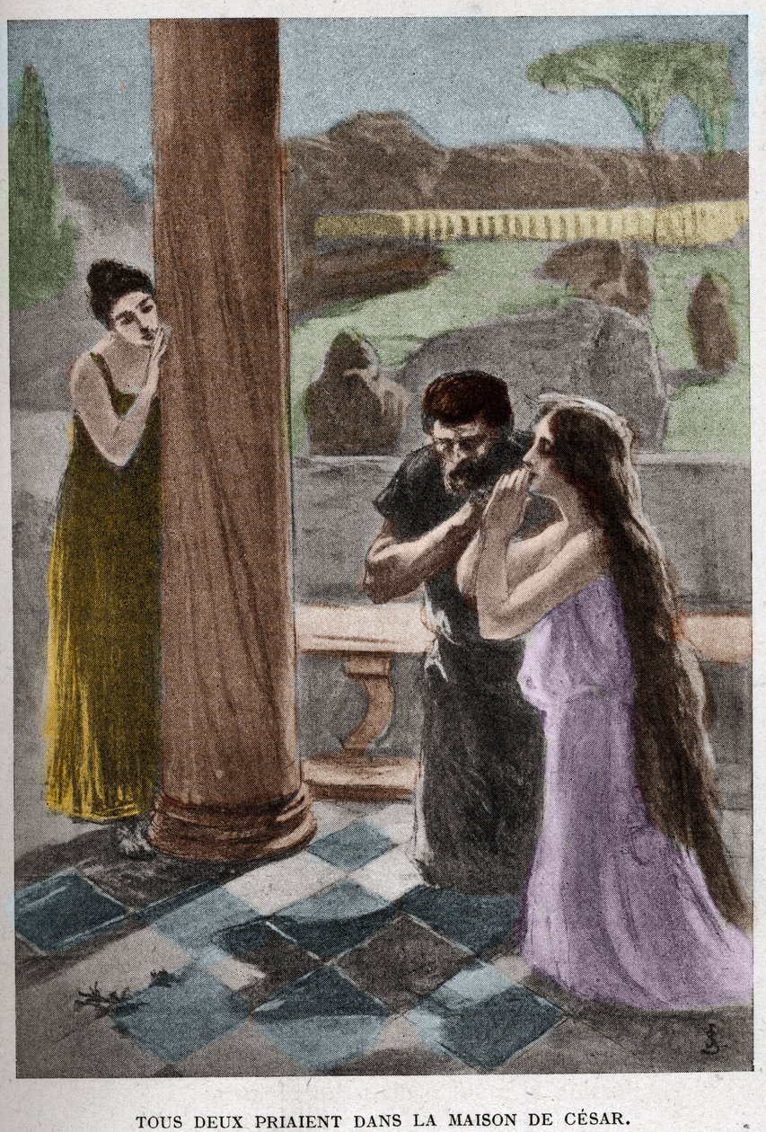 Tous deux prièrent dans la maison de César (chapitre VIII) illustration par JAN STYKA (1858-1925) pour le roman « Quo Vadis » de Henryk Sienkiewicz - Jan Styka