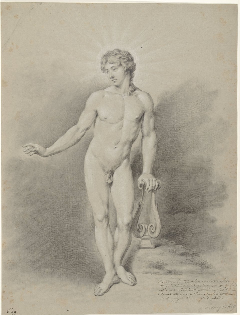 Nu masculin debout avec une lyre, comme Apollon - Jan Tersteeg
