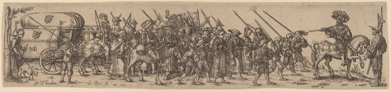 Le train de bagages avec le sergent-major - Jan Theodor de Bry after Barthel Beham