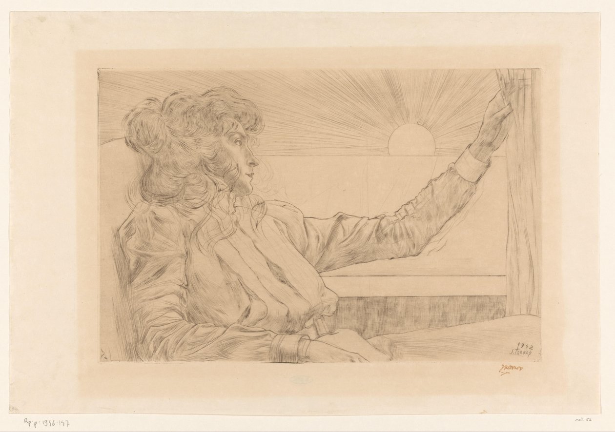 Femme assise devant une fenêtre - Jan Toorop (signed by artist)