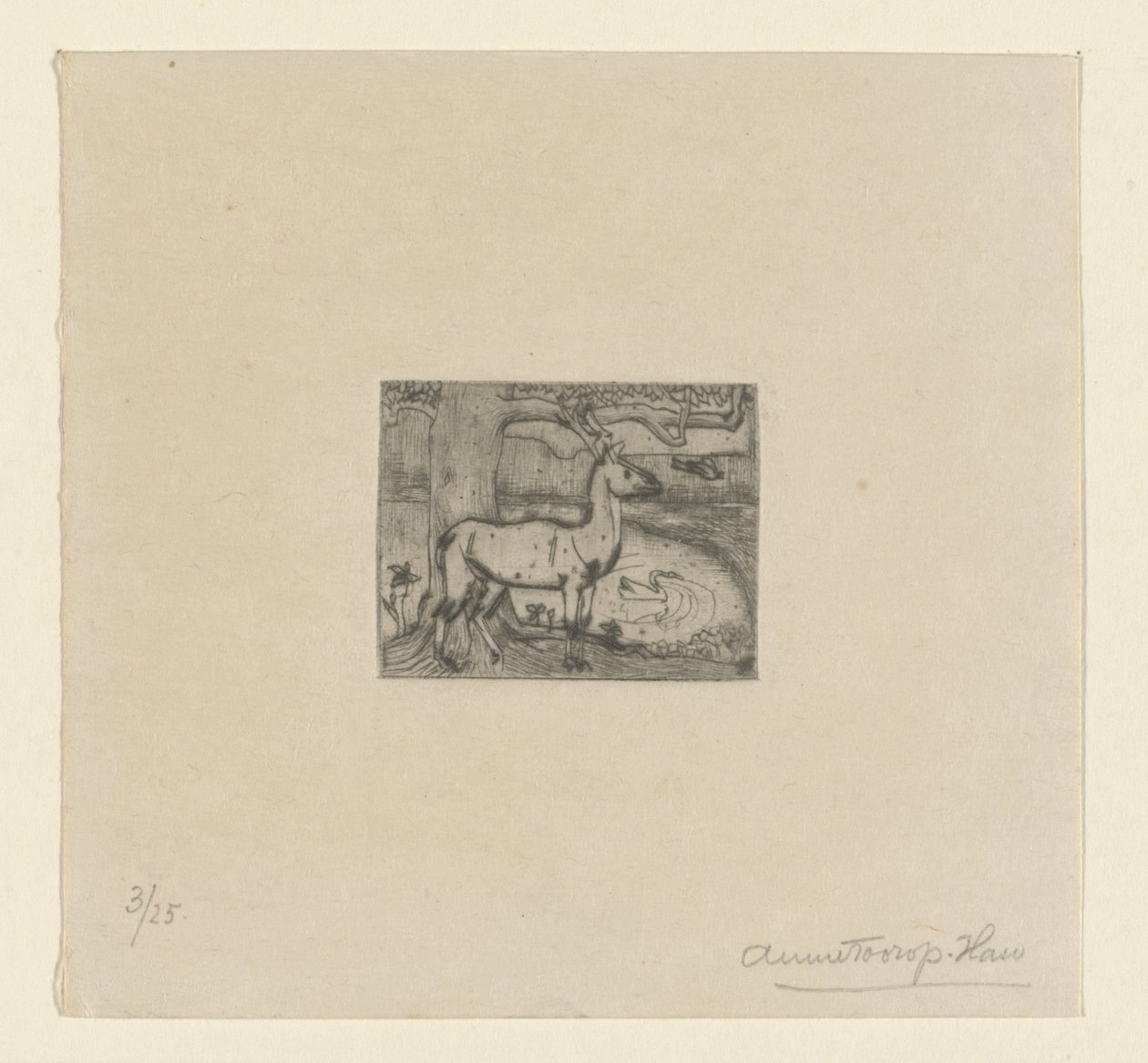Hert bij een boom - Jan Toorop