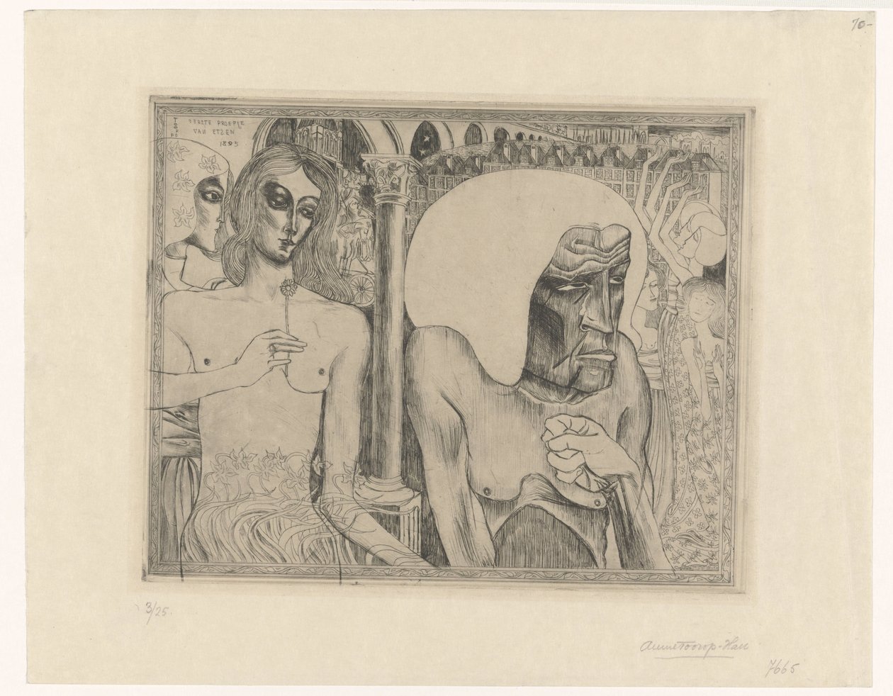 Vieille femme entourée de jeunes femmes - Jan Toorop