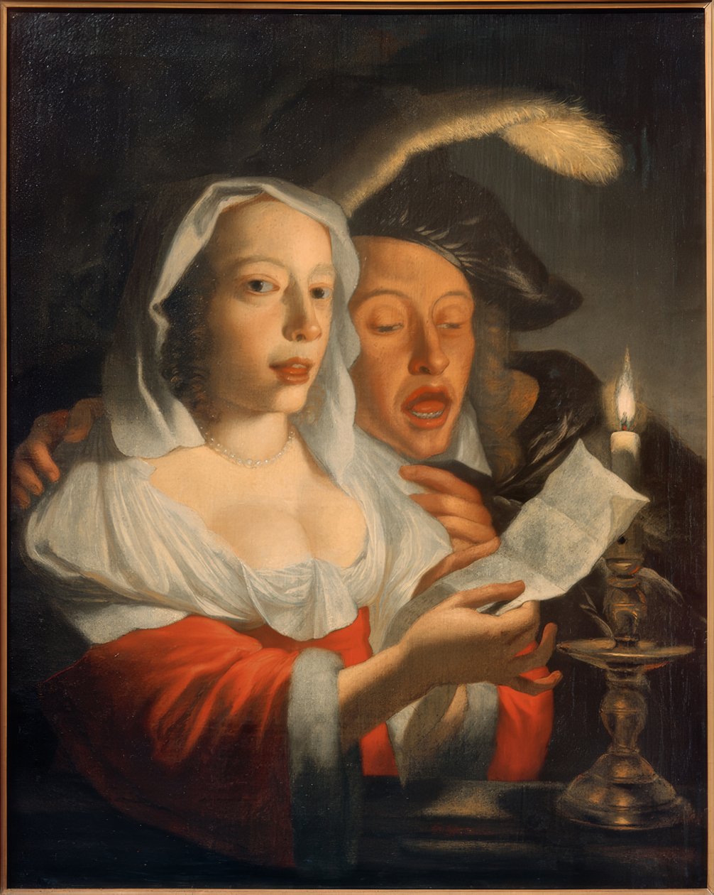 Couple chantant à la lumière des bougies - Jan Vermeer van Utrecht