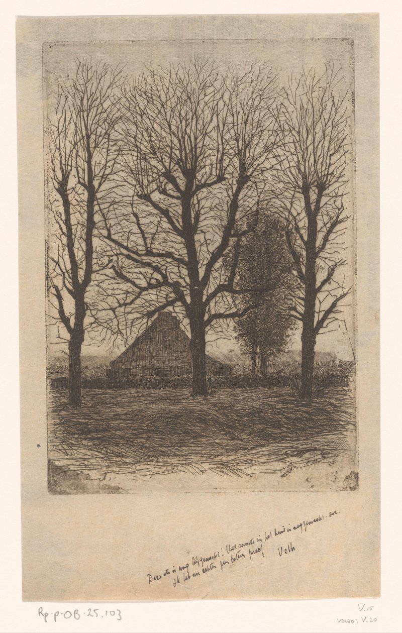 Ferme entre de grands arbres, Ewijkshoeve - Jan Veth (signed by artist)