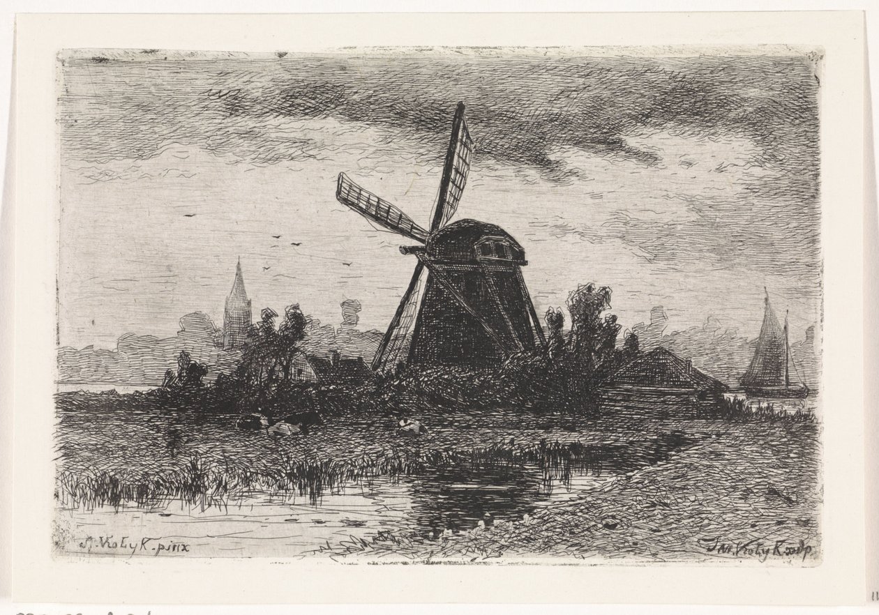 Paysage avec moulin - Johannes Martinus Vrolijk