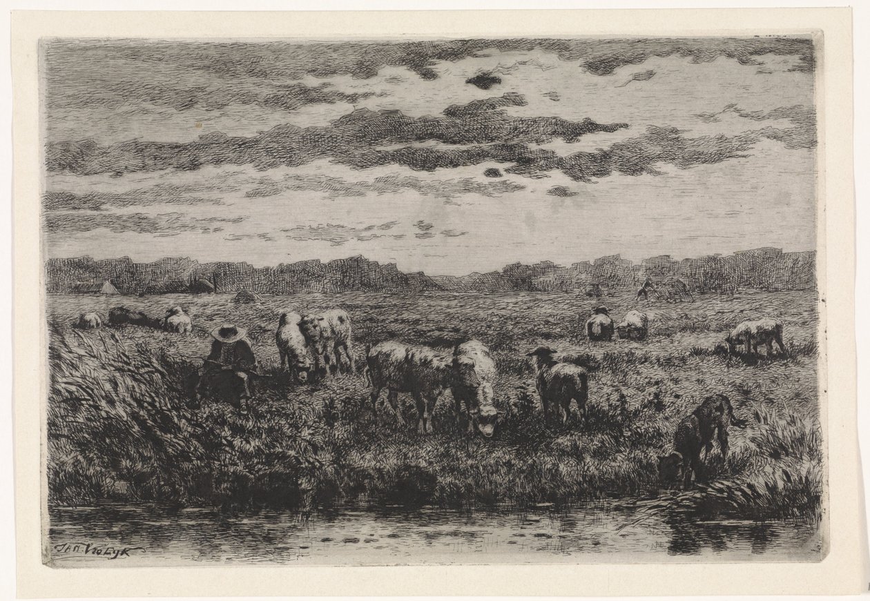Paysage avec des moutons - Johannes Martinus Vrolijk