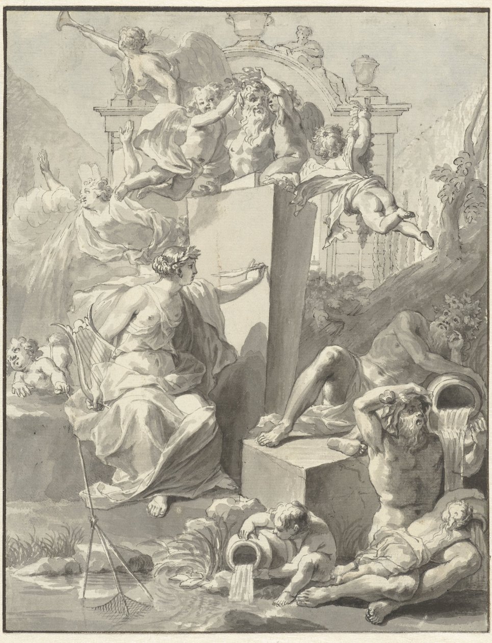 Conception pour la page de titre de W. van der Hoeven, Westermeer, 1721 - Jan Wandelaar