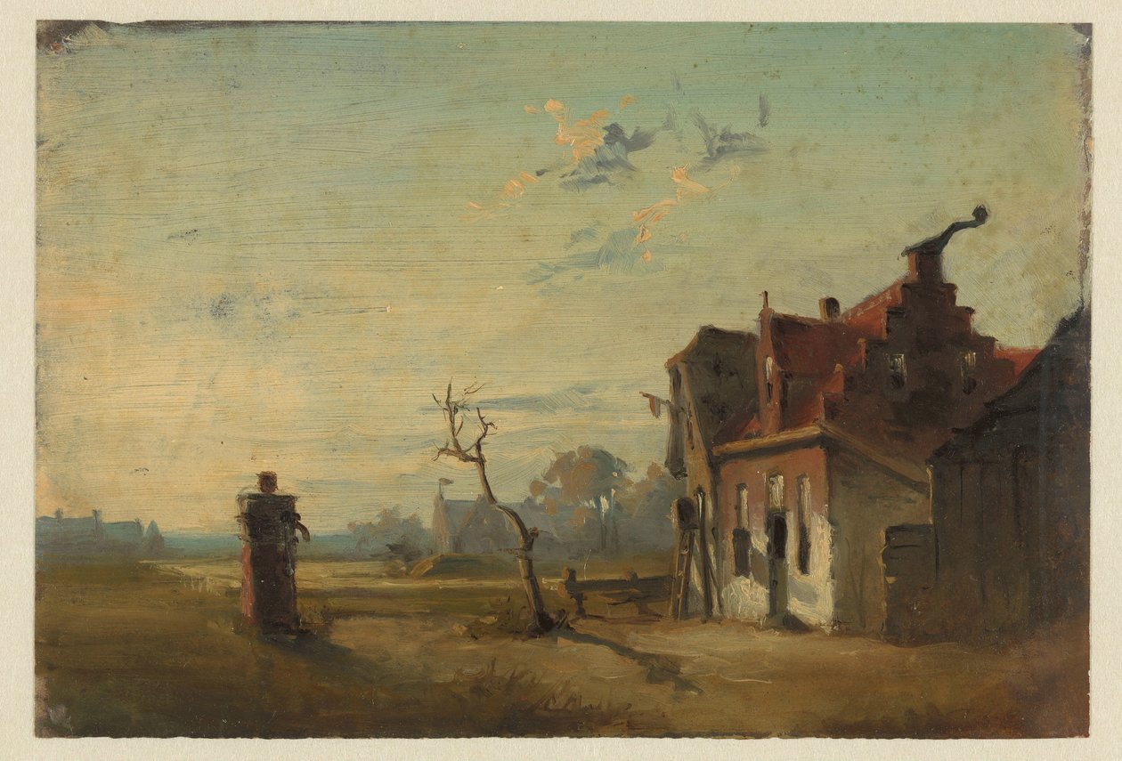 Paysage avec maison paysanne et pompe à eau - Jan Weissenbruch