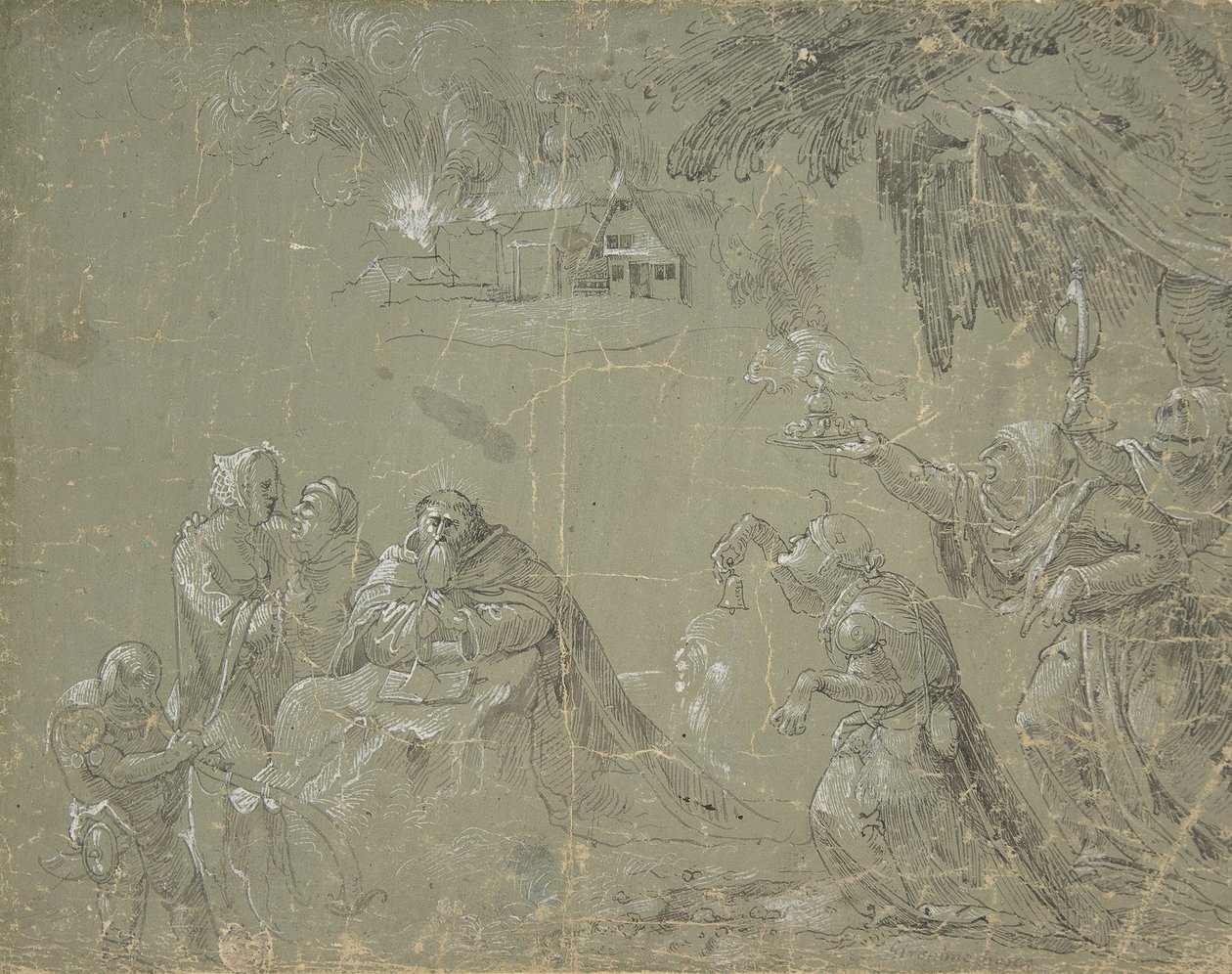 La tentation de Saint Antoine (recto), Paysage fantastique (verso) - Jan Wellens de Cock.