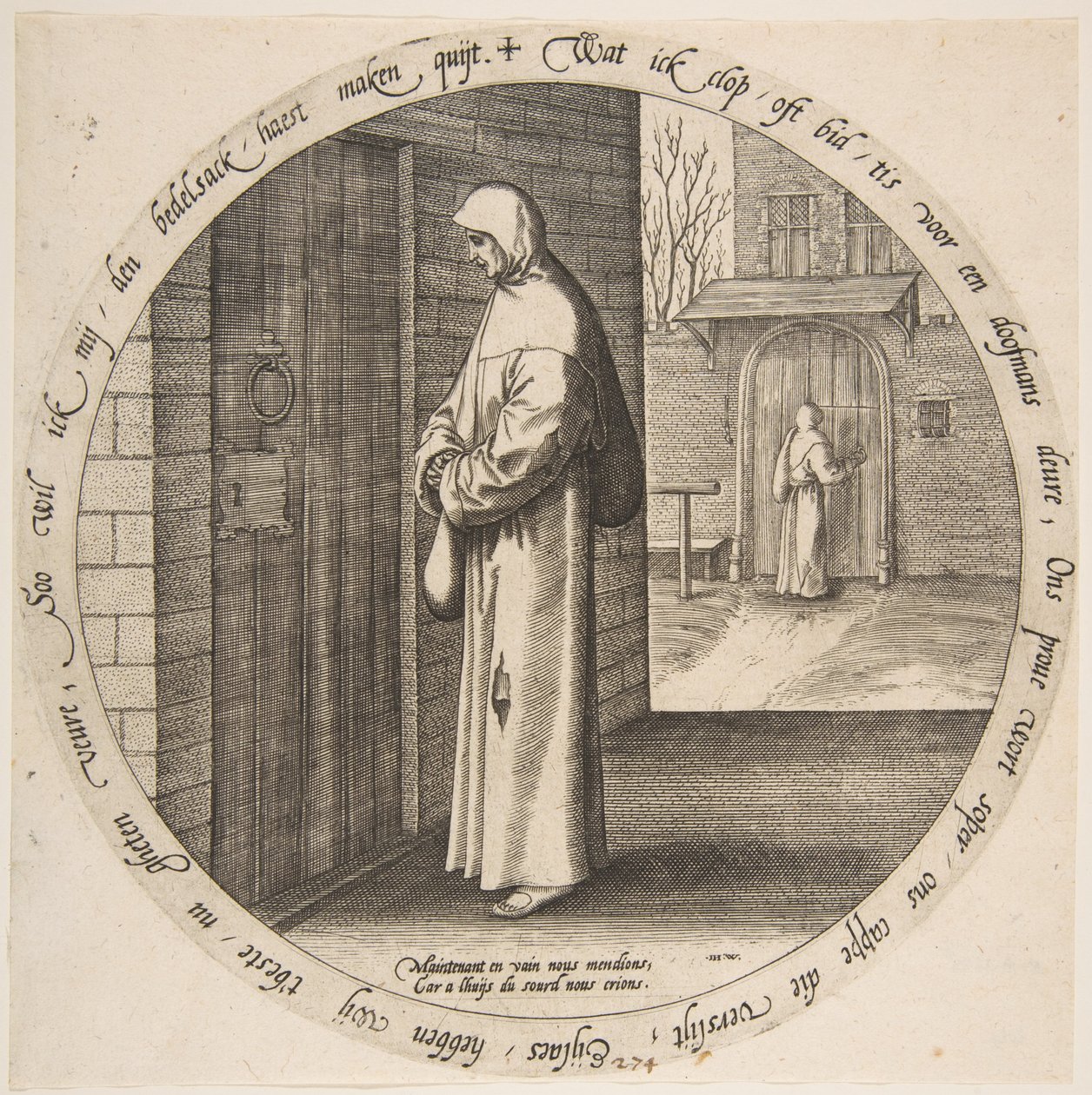 On mendie en vain à la porte des sourds, des Douze proverbes flamands, vers 1568 - Jan Wierix