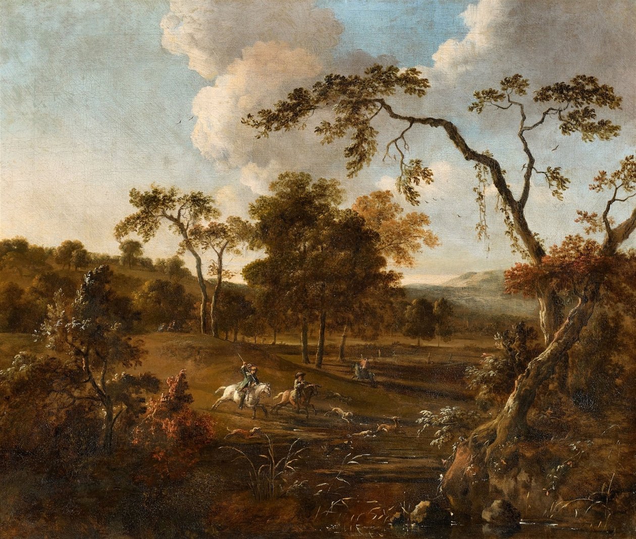 Paysage avec collines et chasse au cerf - Jan Wijnants