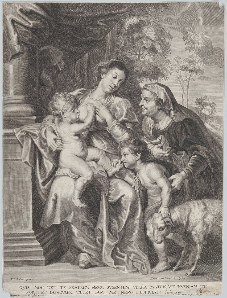 La Sainte Famille avec Élisabeth et le jeune Saint Jean-Baptiste, la Vierge allaitant l