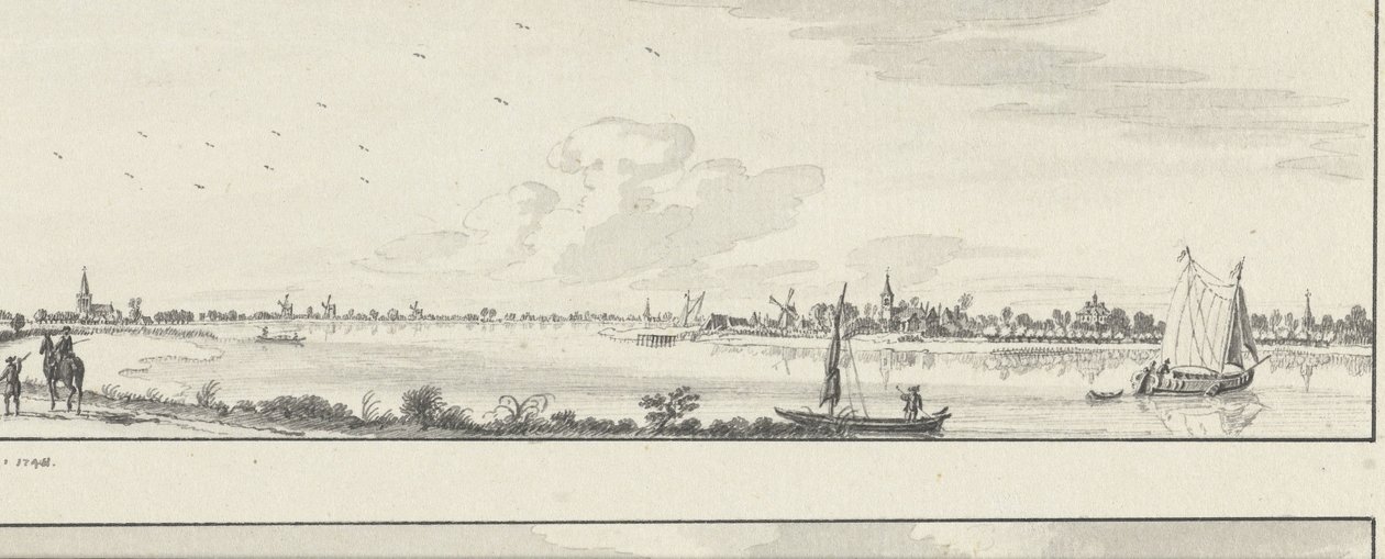 Vue sur la Lek vers les villages de Lopik, Jaarsveld, Tienhoven, Ameide et la Maison Herlaer - Jan de Beijer