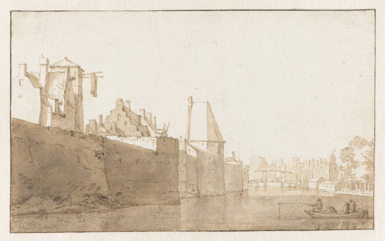 Vue du mur de la ville de Leiden - Jan de Bisschop