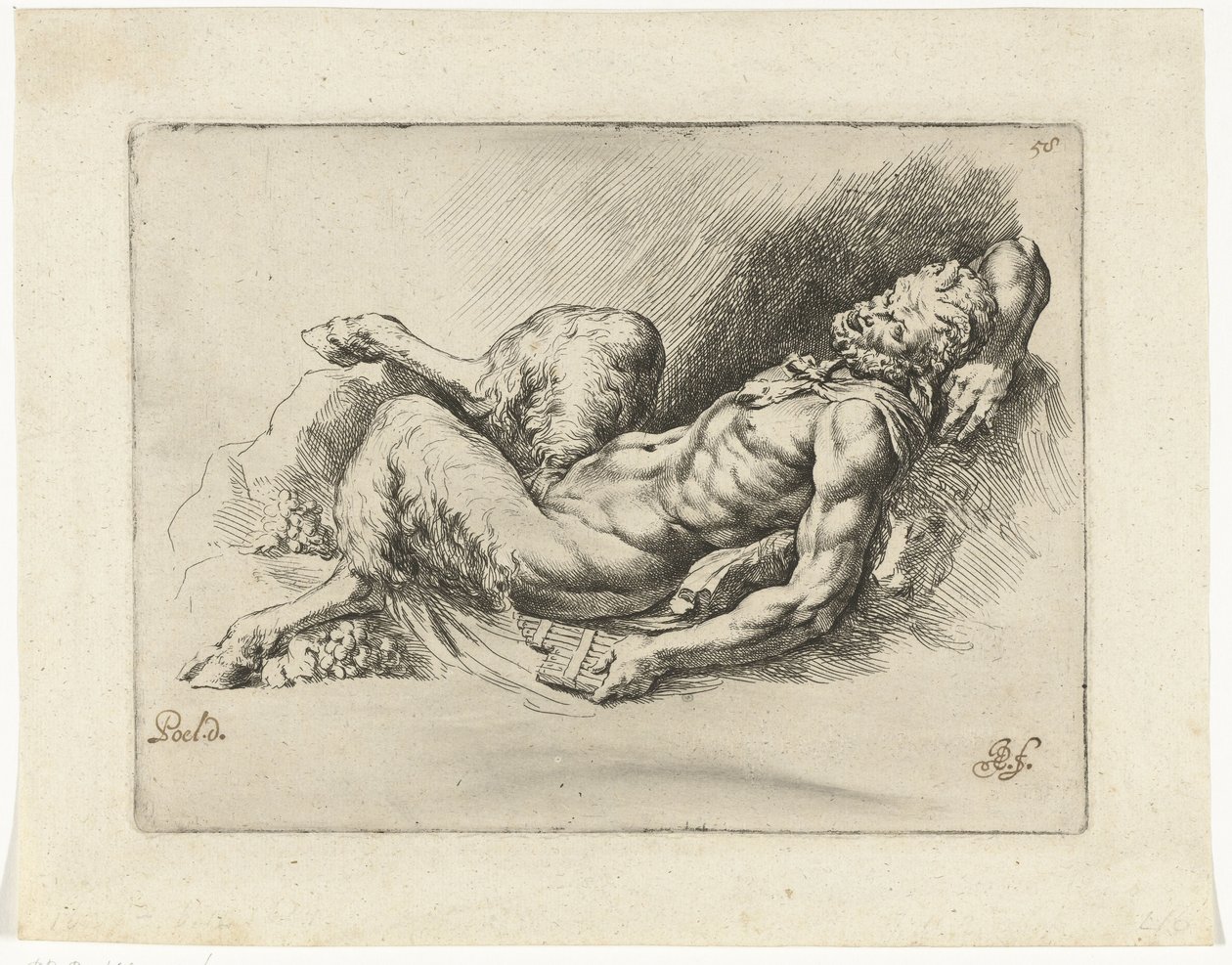 Poêle couchée avec deux grappes de raisin (série: Signorum Veterum Icones II) - Jan de Bisschop