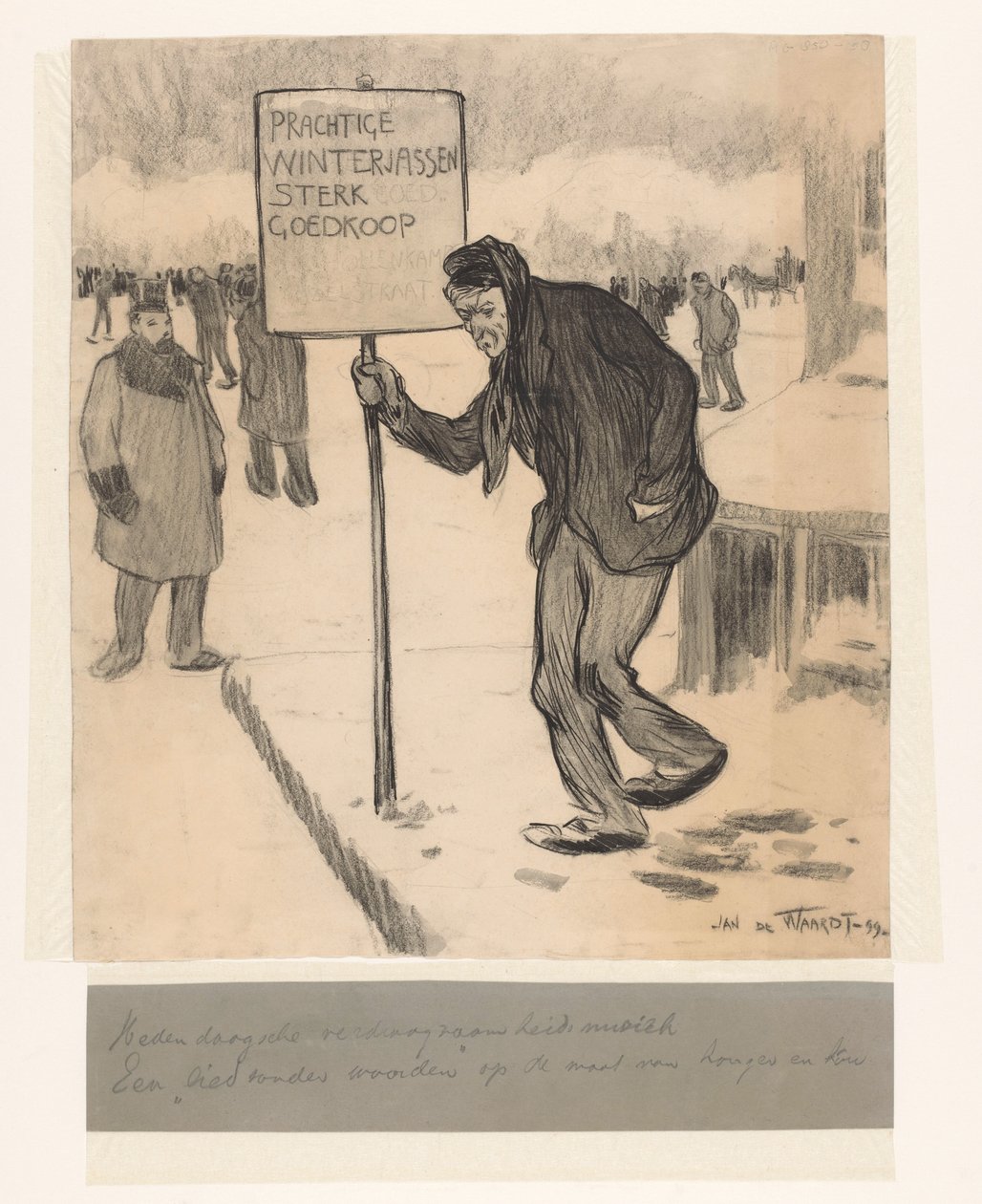 Vendeur de rue avec panneau Manteaux d