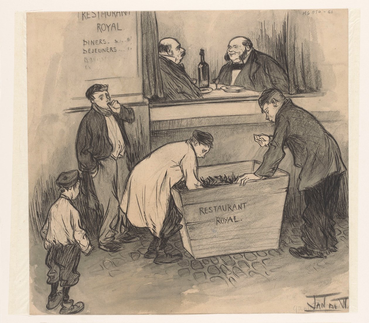Devant le Restaurant Royal - La Haye, février 1896 - Jan de Waardt (signed by artist)