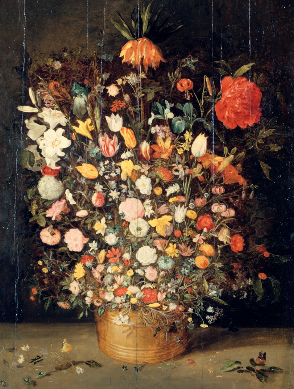 Bouquet de fleurs dans un vase en bois, 1603 - Jan the Elder Brueghel
