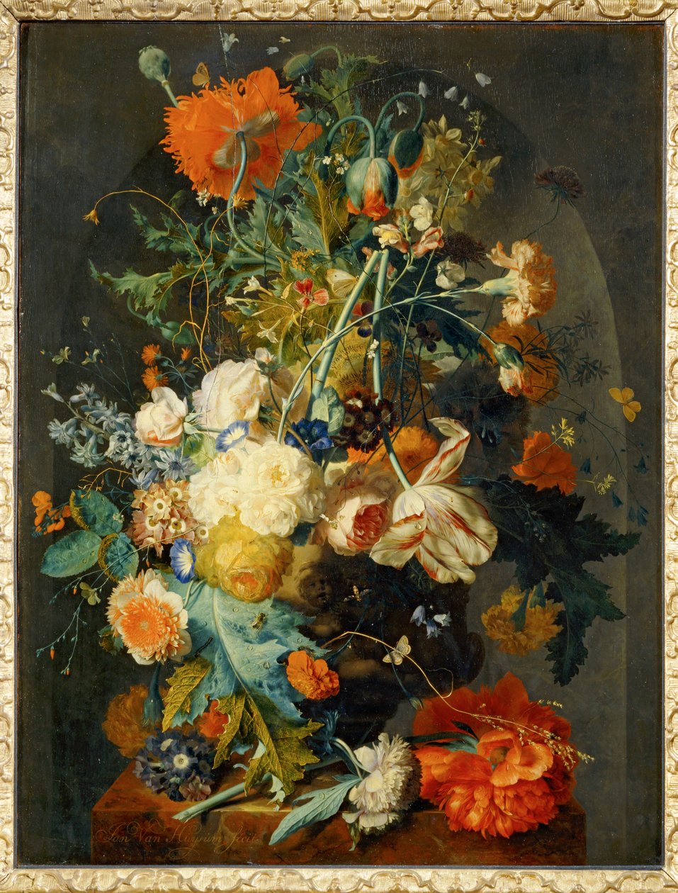Vase des fleurs dans une niche ... - Jan van (follower of) Huysum