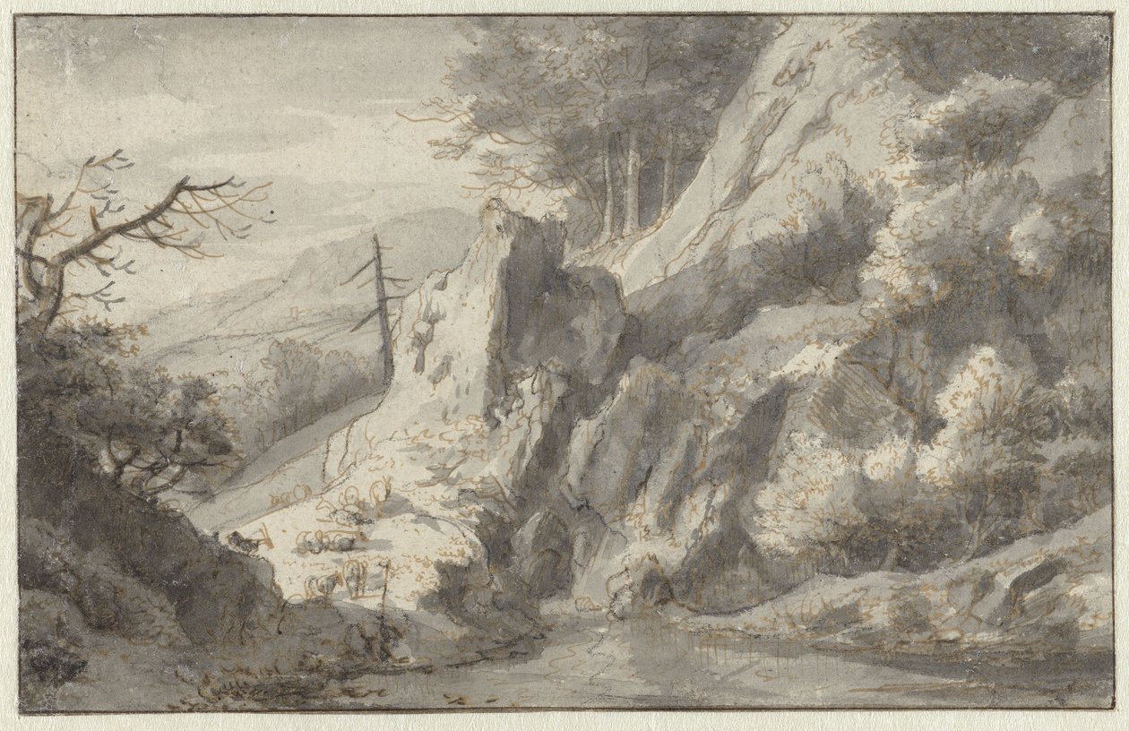 Paysage de montagne avec conifère mort - Jan van Aken