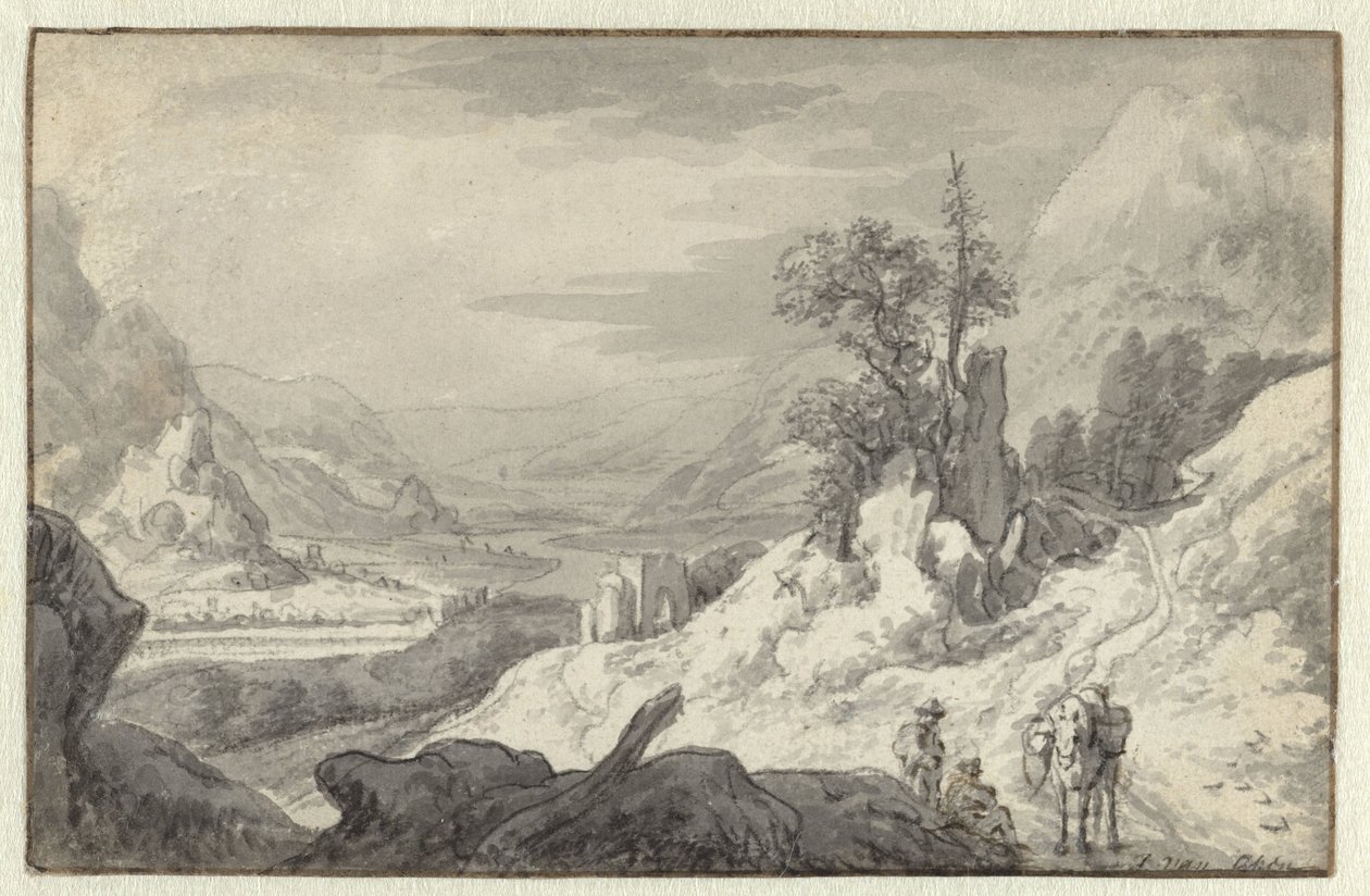 Paysage de montagne avec une vallée fluviale - Jan van Aken